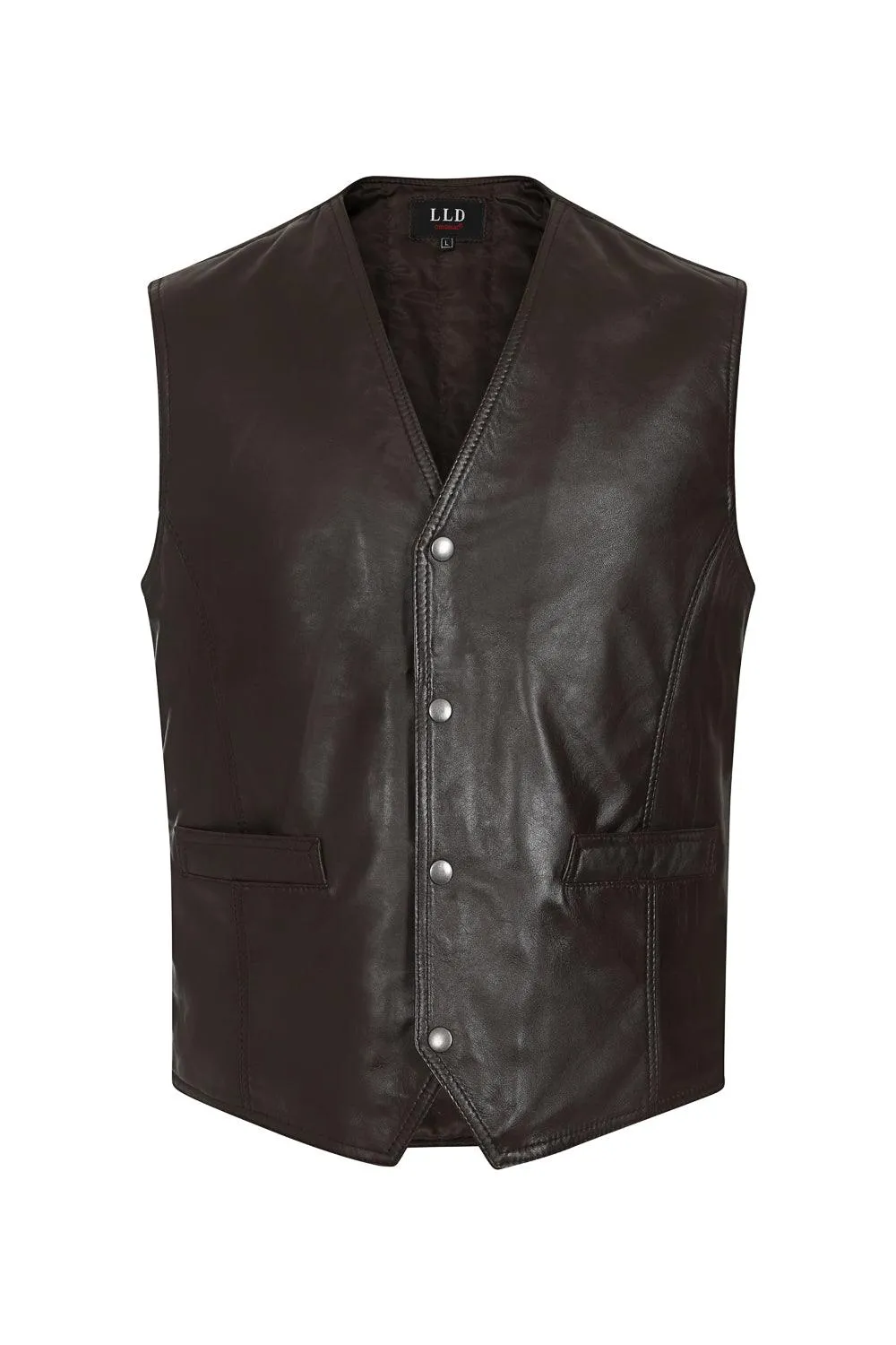 Men's Genuine Brown Leather Classic Waistcoat - 'TEDDY'