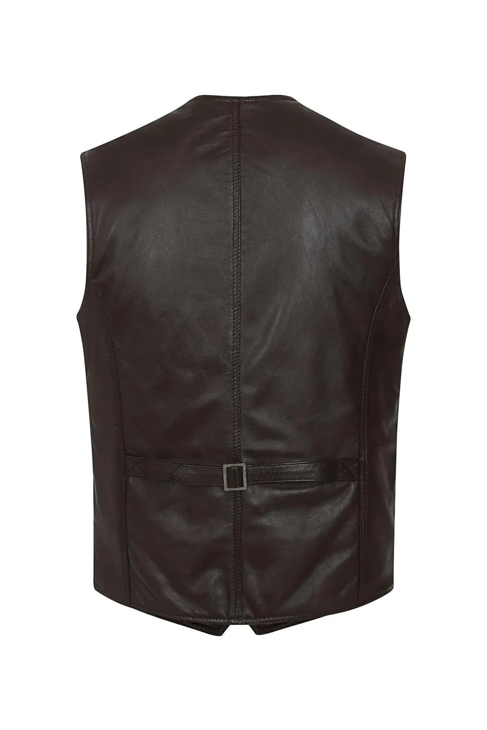 Men's Genuine Brown Leather Classic Waistcoat - 'TEDDY'