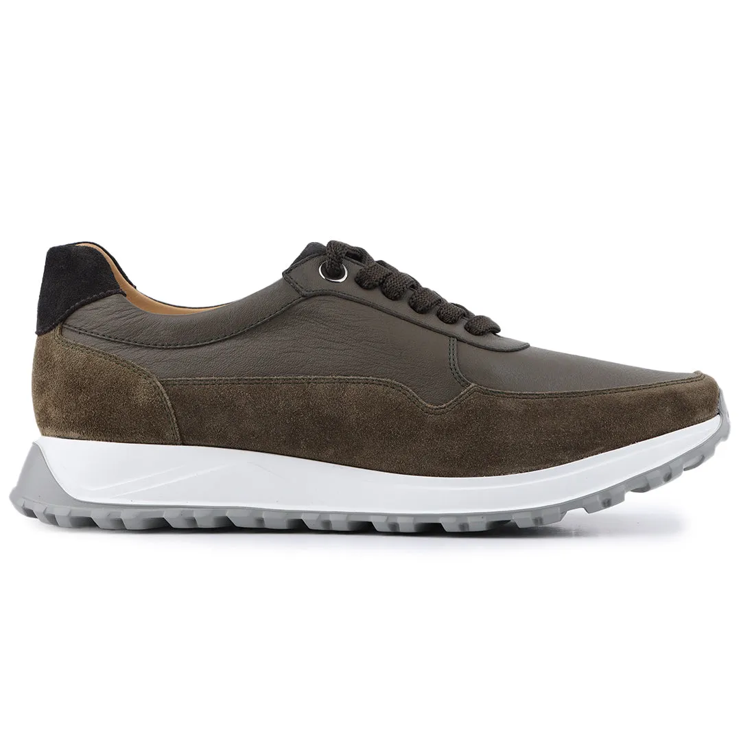 Mens green suede casual sneakers