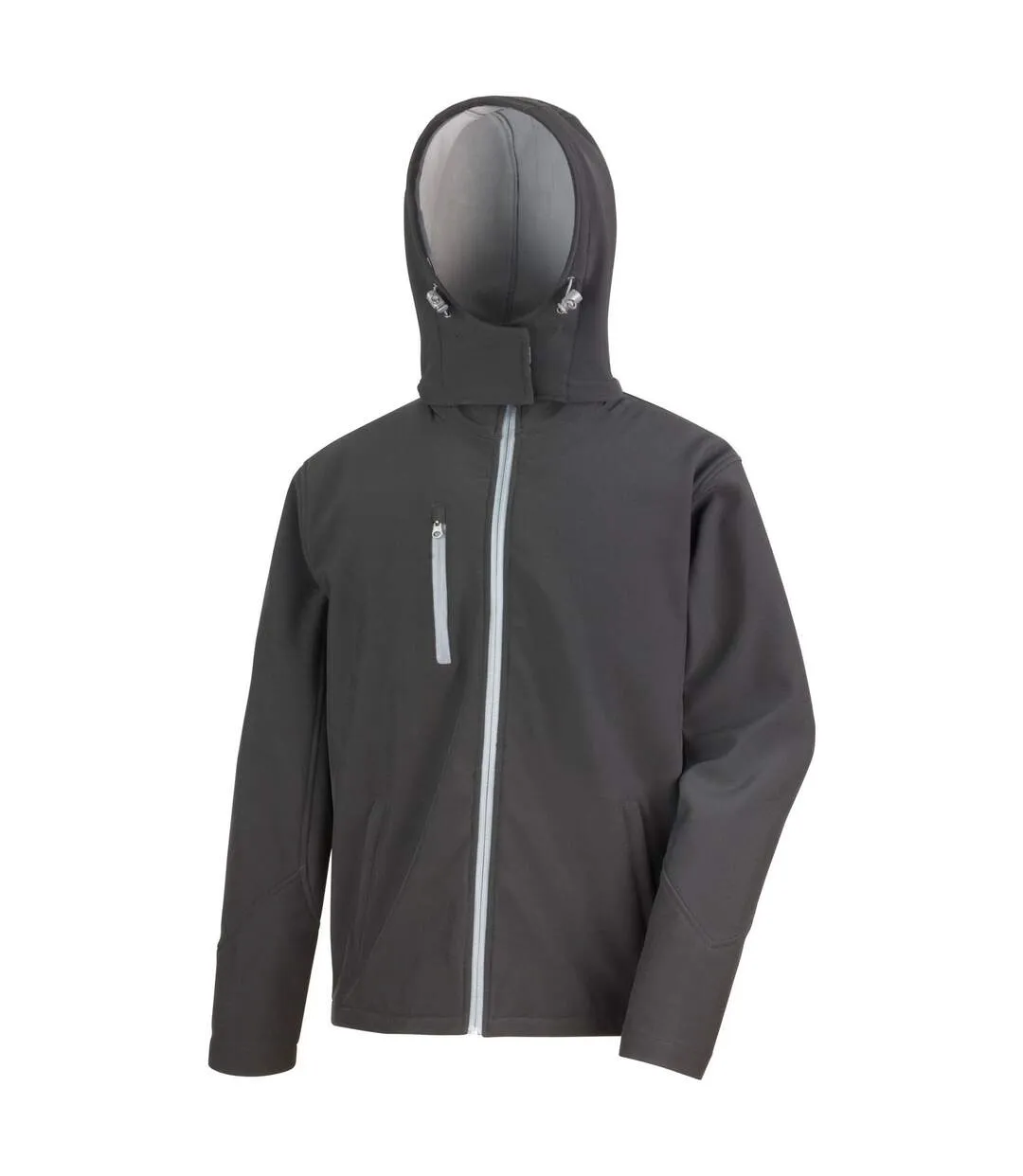 Mens hooded soft shell jacket black/seal grey Result Core