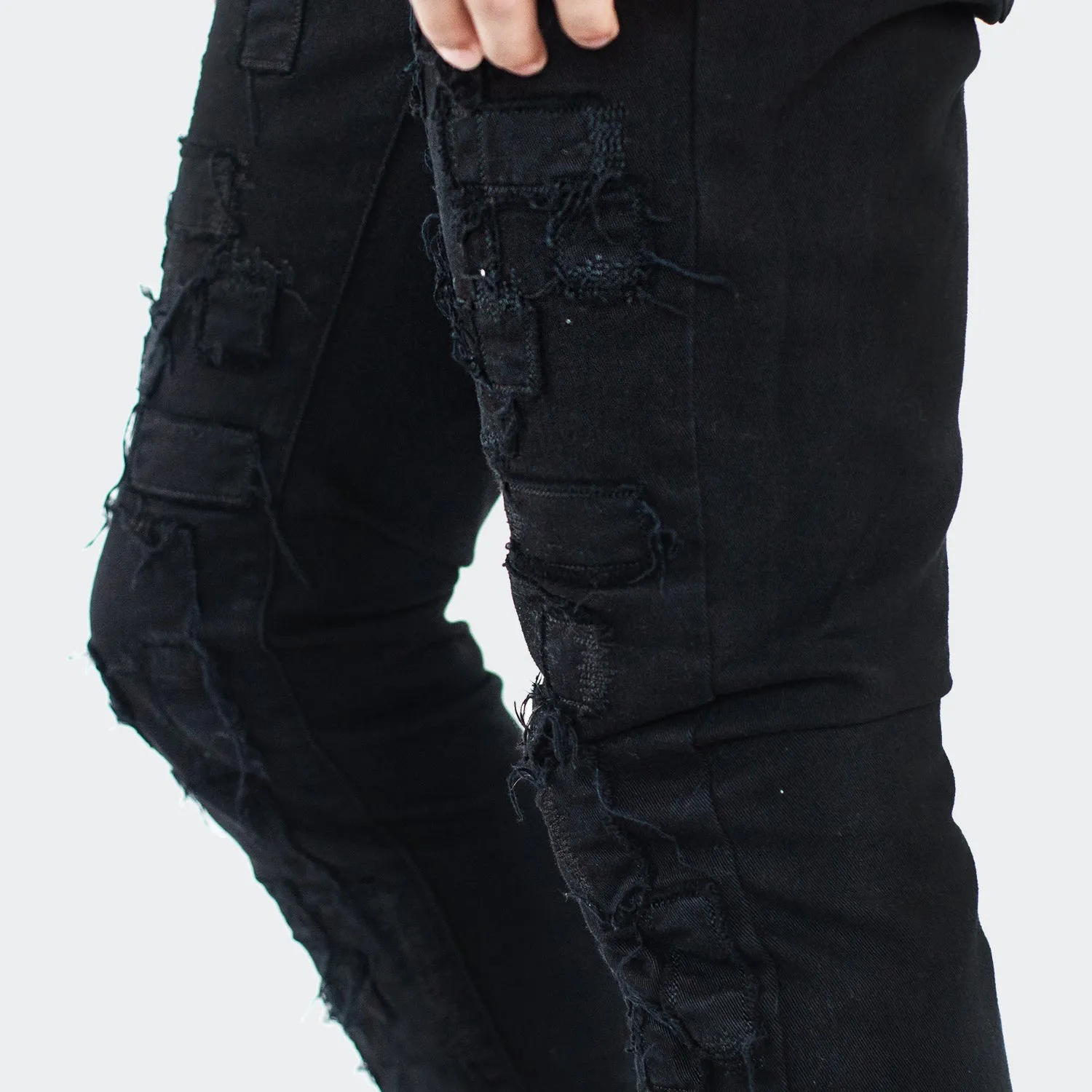 Men's TWO MILL TWENTY Humboldt Slim Fit Stitched Denim Jeans Jet Black