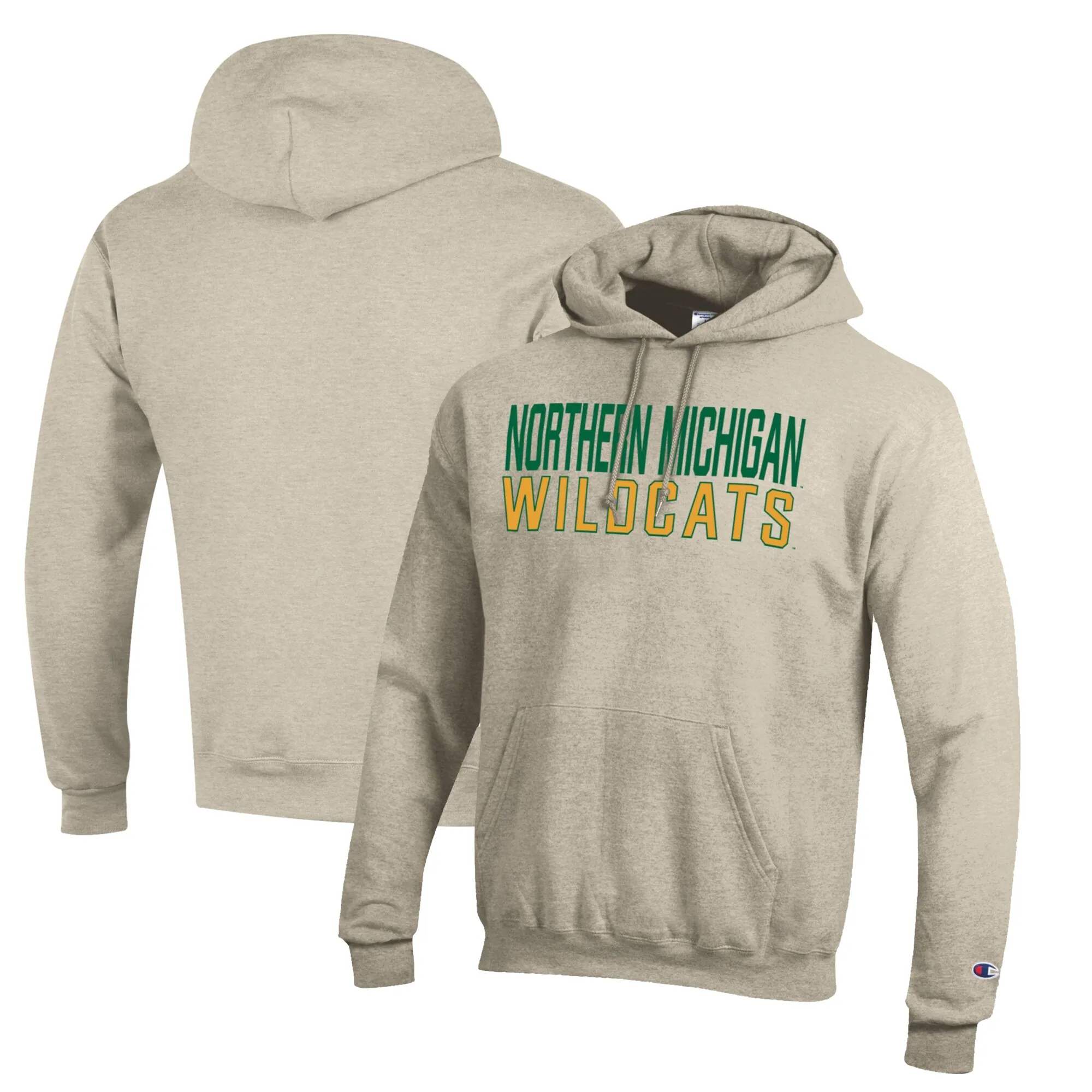 Men's Champion Oatmeal Northern Michigan Wildcats Eco Powerblend Pullover Hoodie