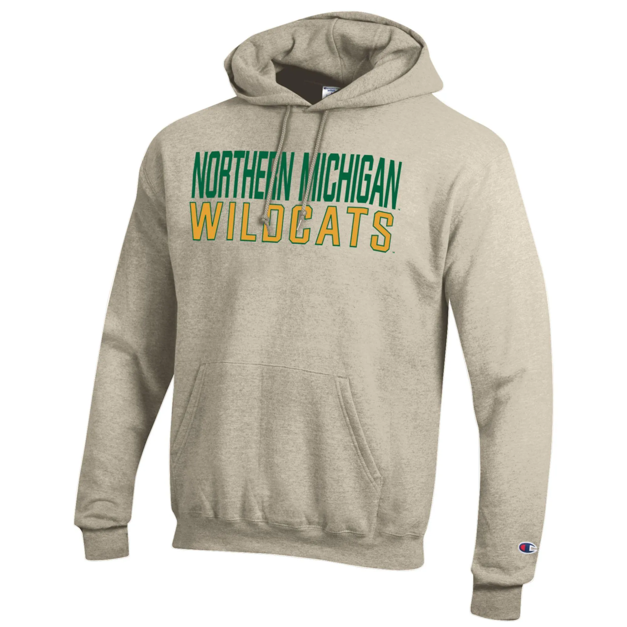 Men's Champion Oatmeal Northern Michigan Wildcats Eco Powerblend Pullover Hoodie