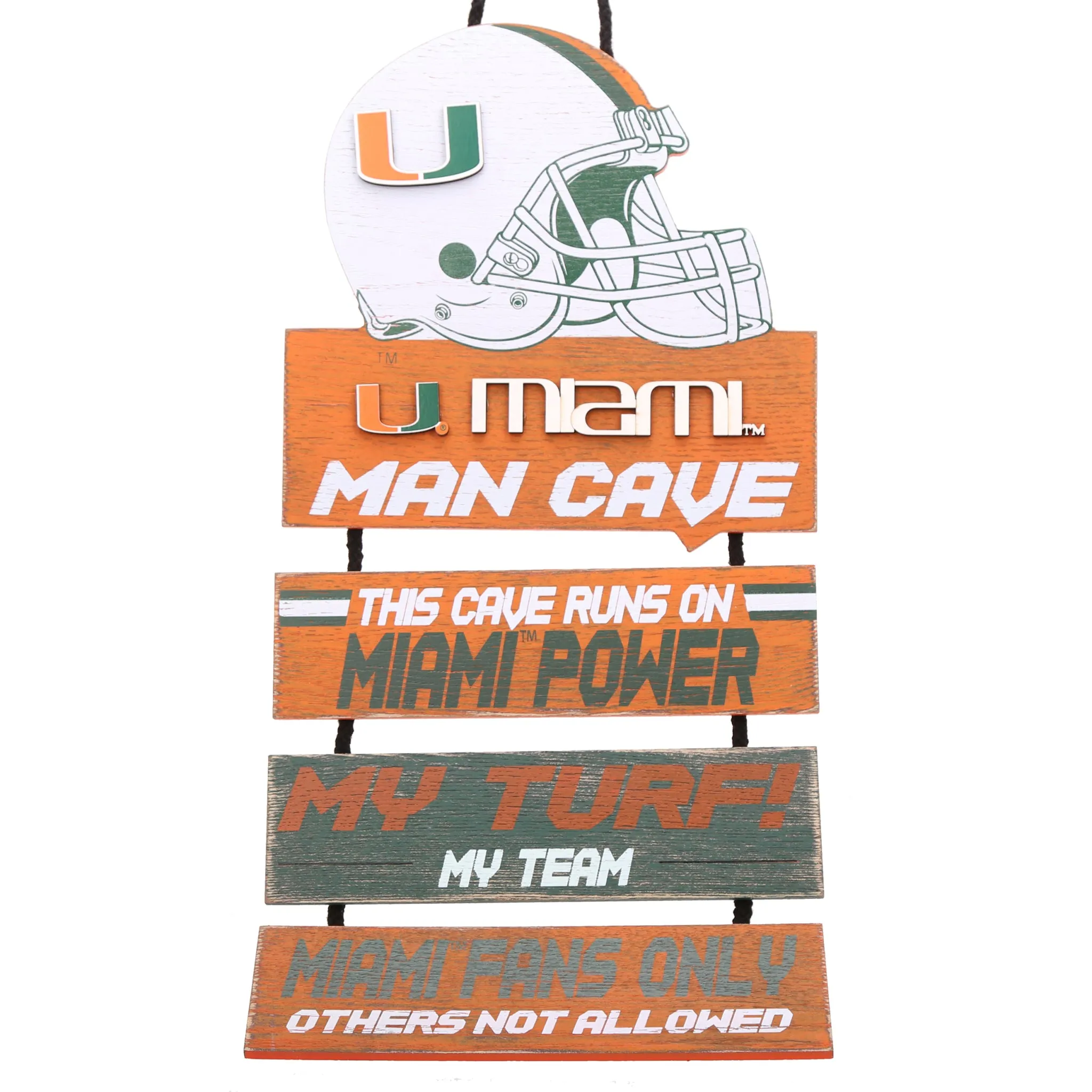 Miami Hurricanes Helmet Man Cave Dangle Sign