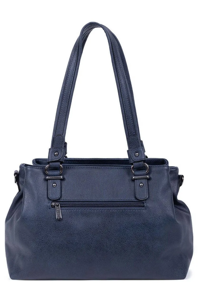 Midnight blue synthetic shoulder bag with 2 handles 315292