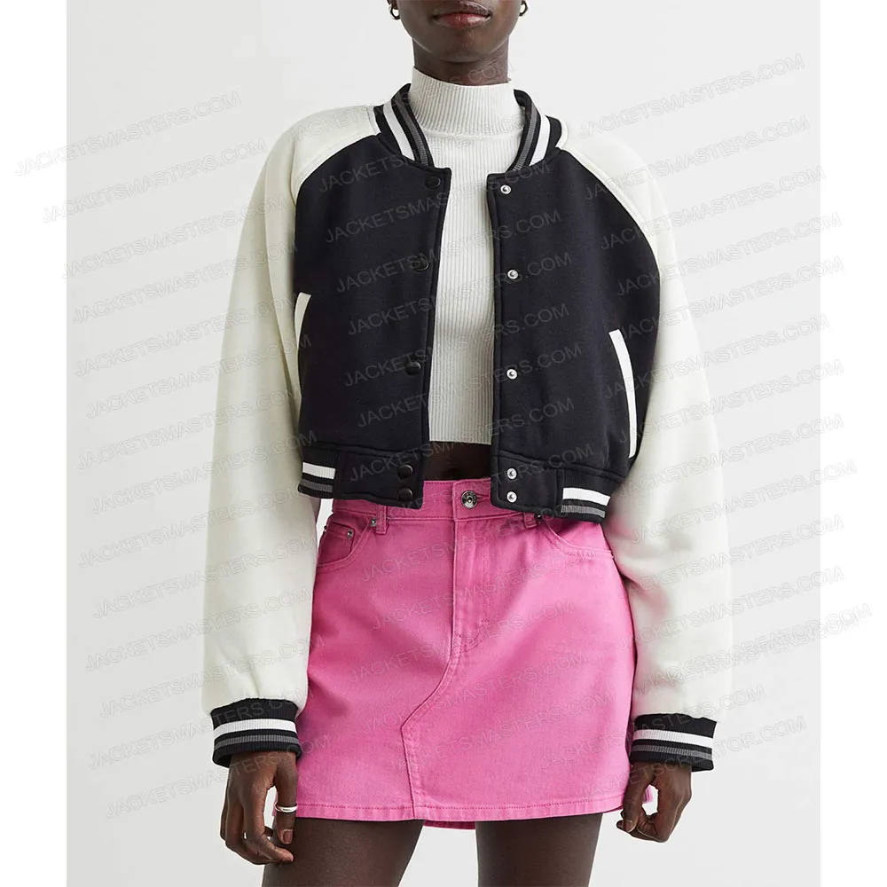 Midori Francis The Sex Lives of College Girls Cropped Varsity Jacket