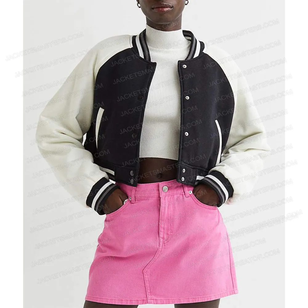 Midori Francis The Sex Lives of College Girls Cropped Varsity Jacket