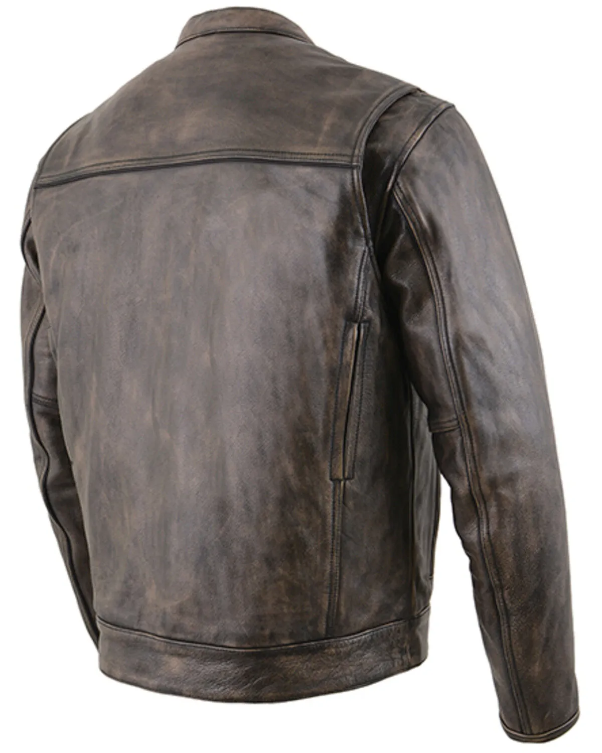 Milwaukee Leather Men's Distressed Concealed Carry Leather Motorcycle Jacket - 3X