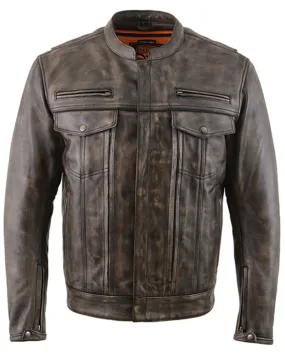 Milwaukee Leather Men's Distressed Concealed Carry Leather Motorcycle Jacket - 3X