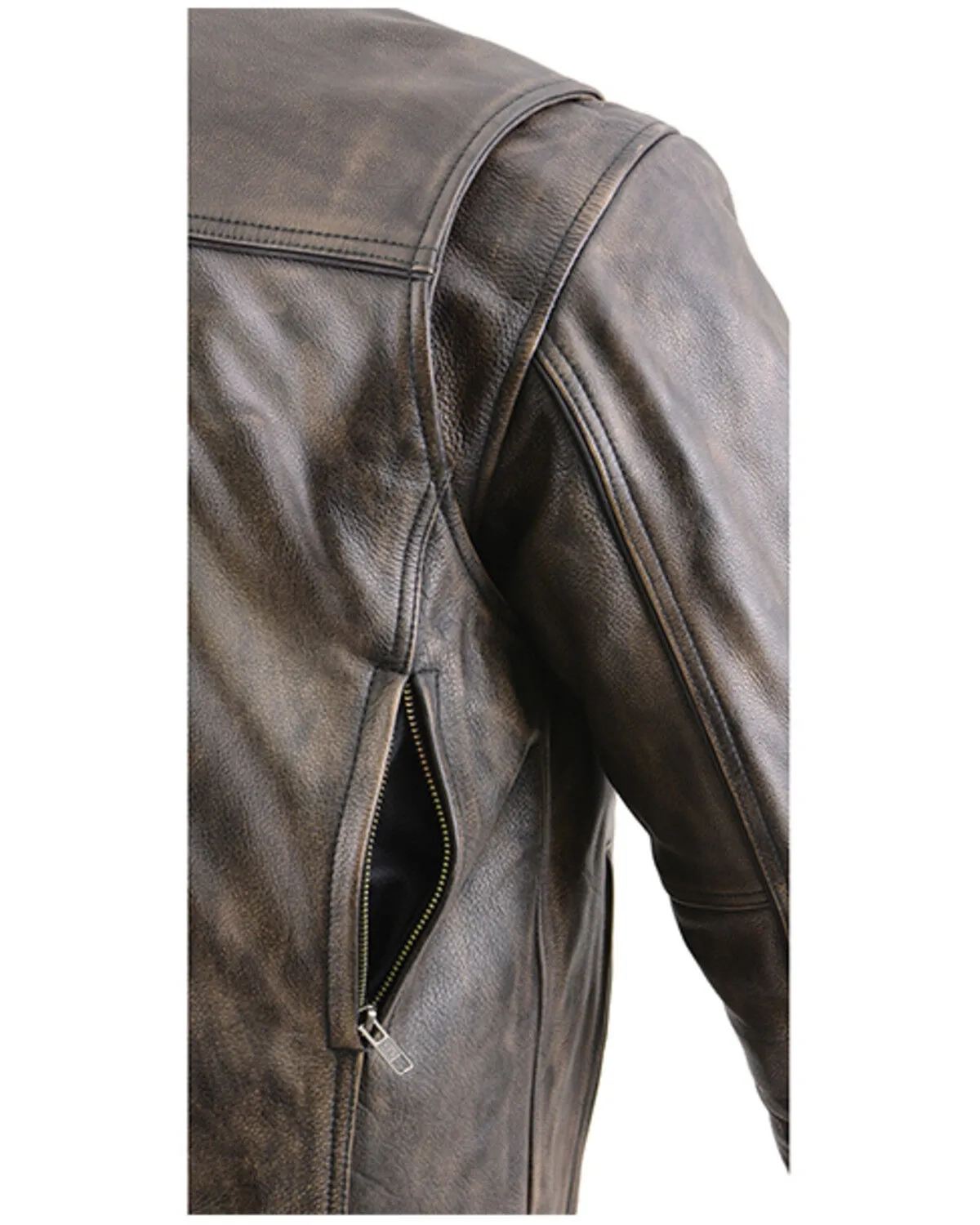 Milwaukee Leather Men's Distressed Concealed Carry Leather Motorcycle Jacket - 3X