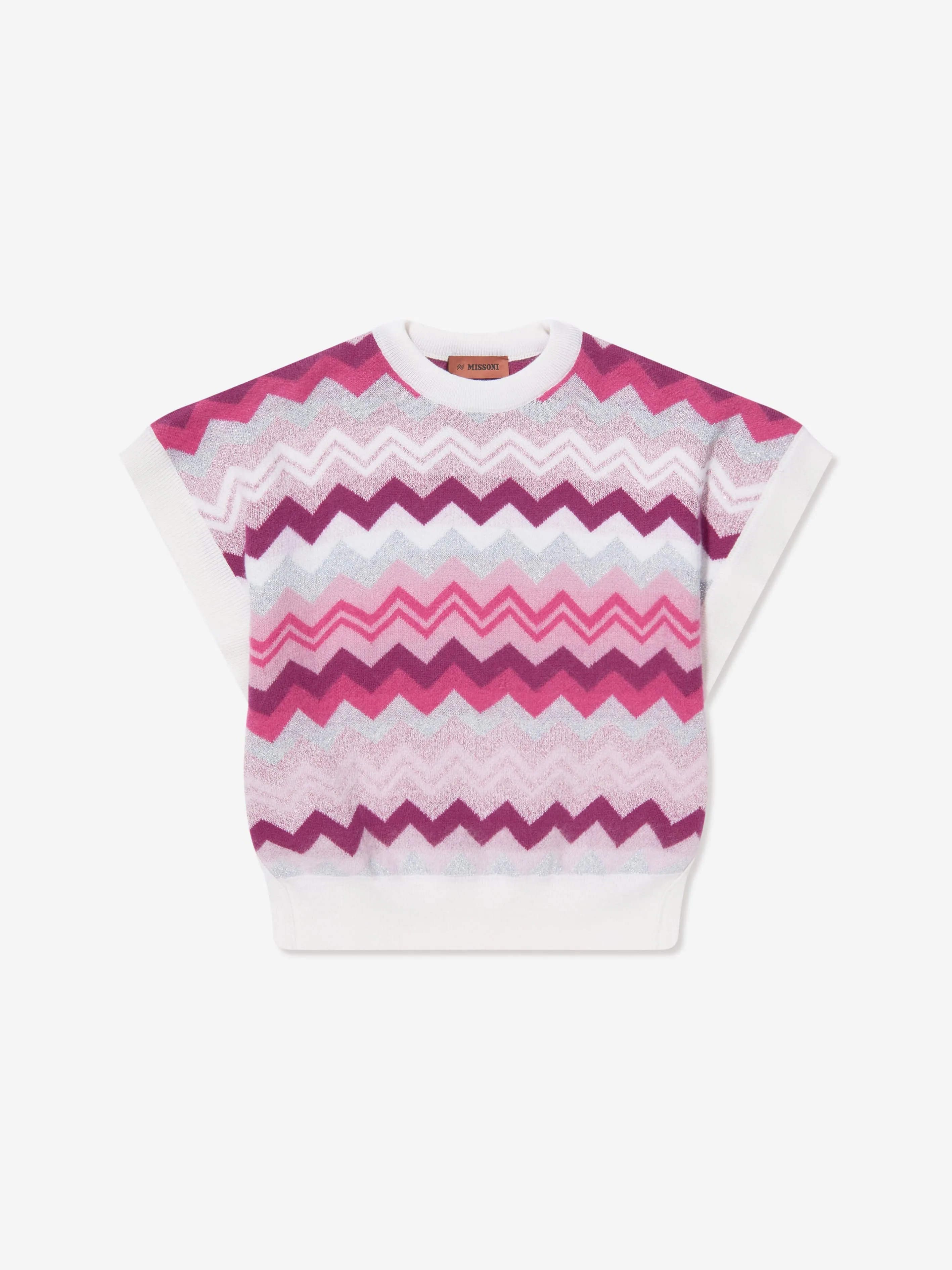 Missoni Girls Zigzag Knitted Vest in Pink