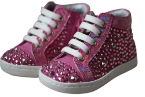 MISSOURI BABY PINK LEATHER CRYSTAL SNEAKERS EU 19 UK 3 US 4