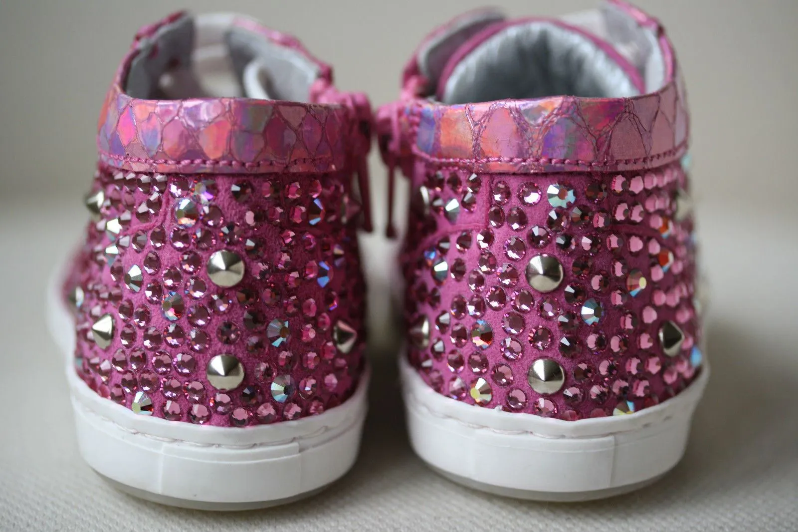 MISSOURI BABY PINK LEATHER CRYSTAL SNEAKERS EU 19 UK 3 US 4