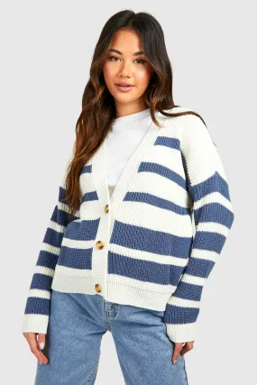 Mixed Stripe Crop Cardigan