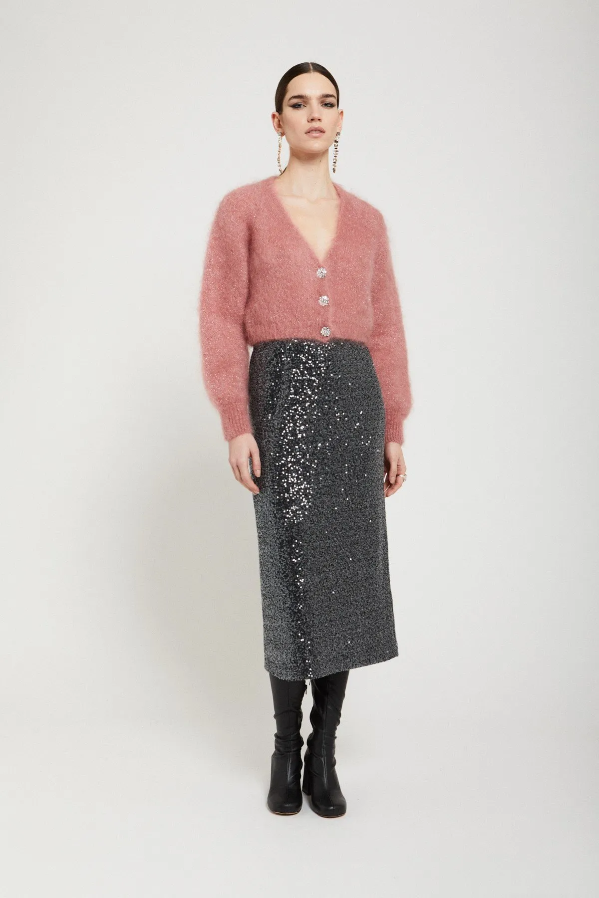 Mohair blend fluffy cardigan
