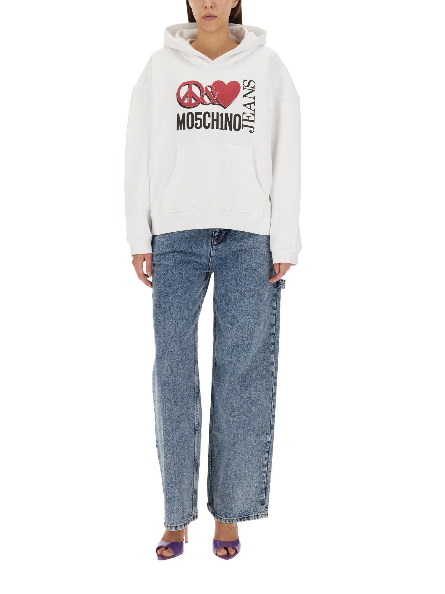 MOSCHINO JEANS    PEACE & LOVE COTTON HOODIE