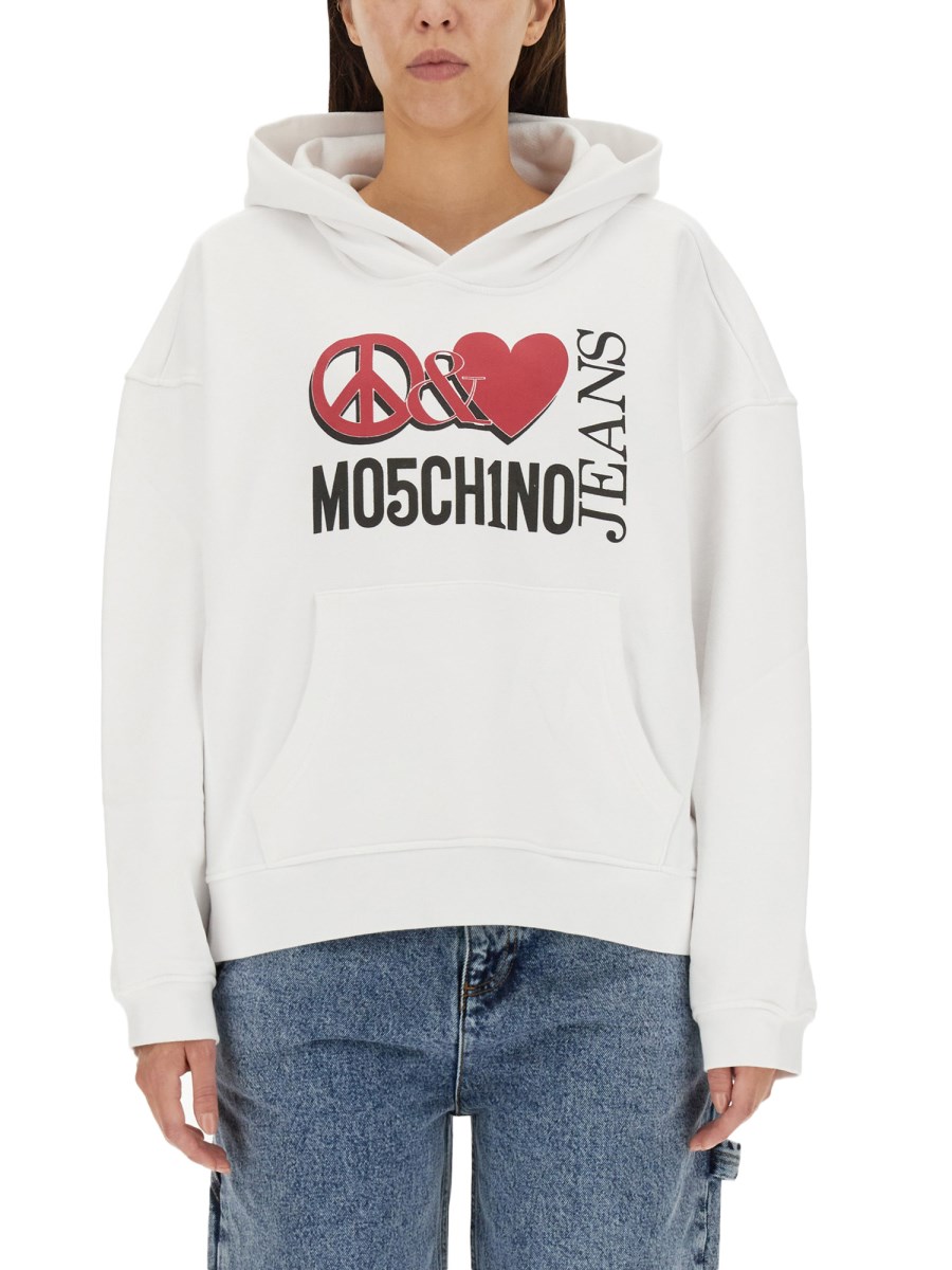 MOSCHINO JEANS    PEACE & LOVE COTTON HOODIE