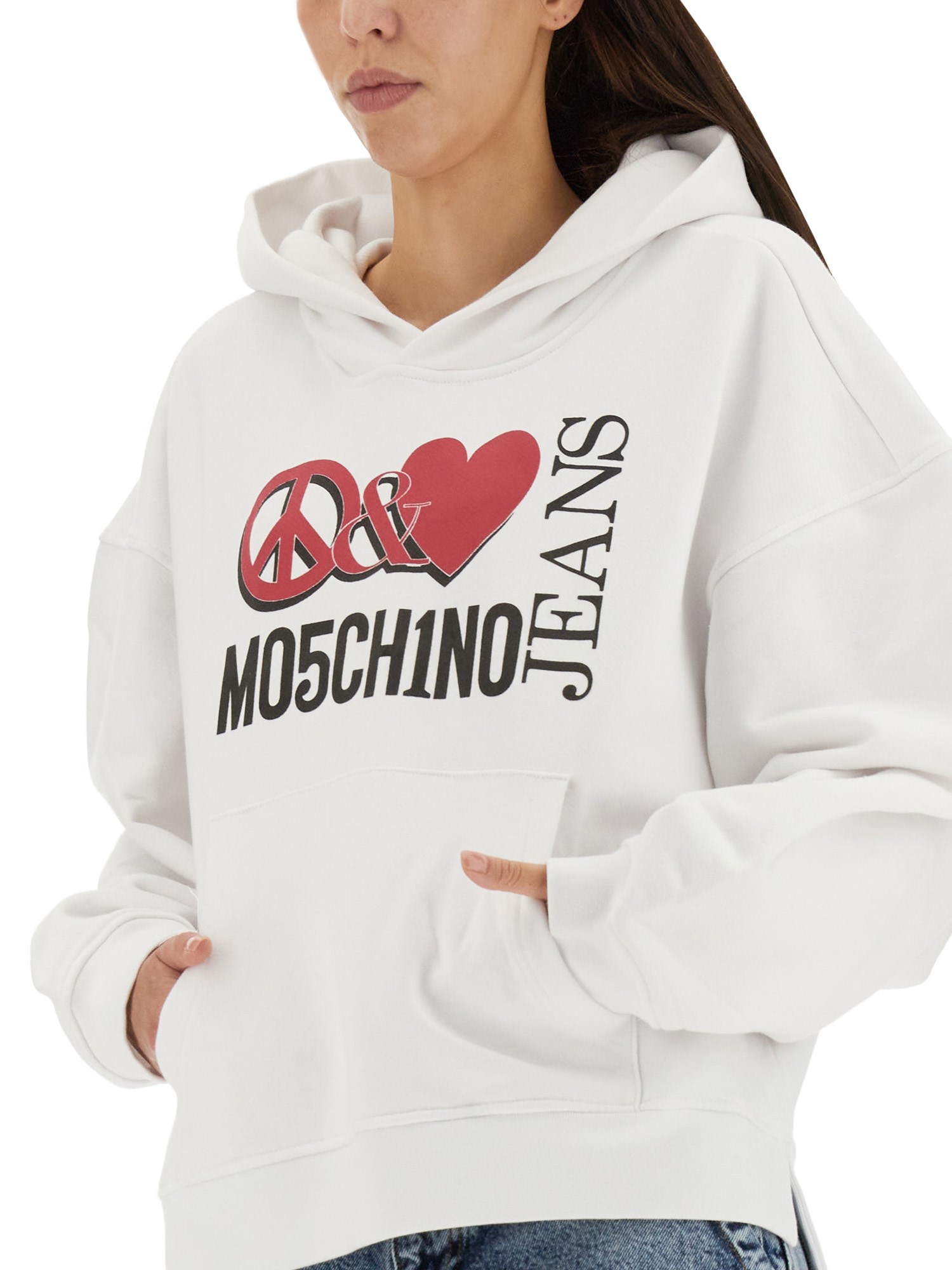 MOSCHINO JEANS    PEACE & LOVE COTTON HOODIE