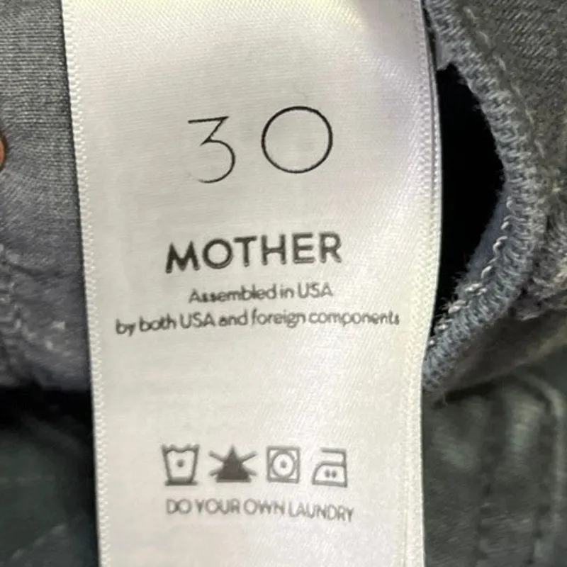 Mother Women's Black Washed High Waisted Flared Cropped Denim Jeans Size 30