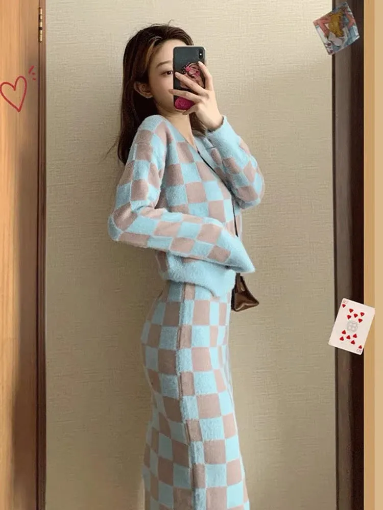 MUEL Original ◆Knitted Suit 2023 New Women's Spring Fashionable Socialite Style Sweater with Skirt Two-piece Set T3497