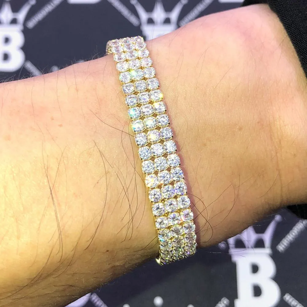 Multi Row Tennis Bracelet 3MM VVS CZ 10K Yellow Gold