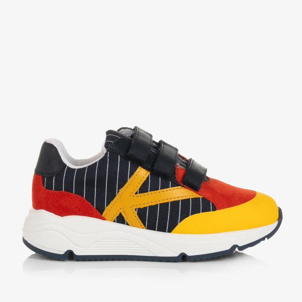 Navy Blue & Orange Velcro Trainers