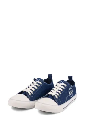 Navy Blue Houston Low Top Canvas Trainers