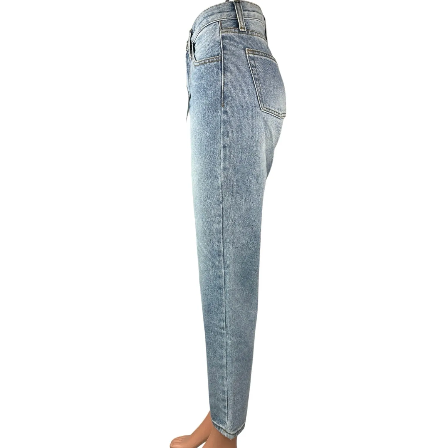 NEW Pacsun J. Galt Blue Light Wash High Rise Slim Straight Denim Jeans Size S
