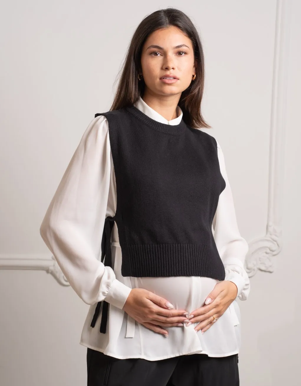 Nilly | Black Knitted Maternity Layering Vest