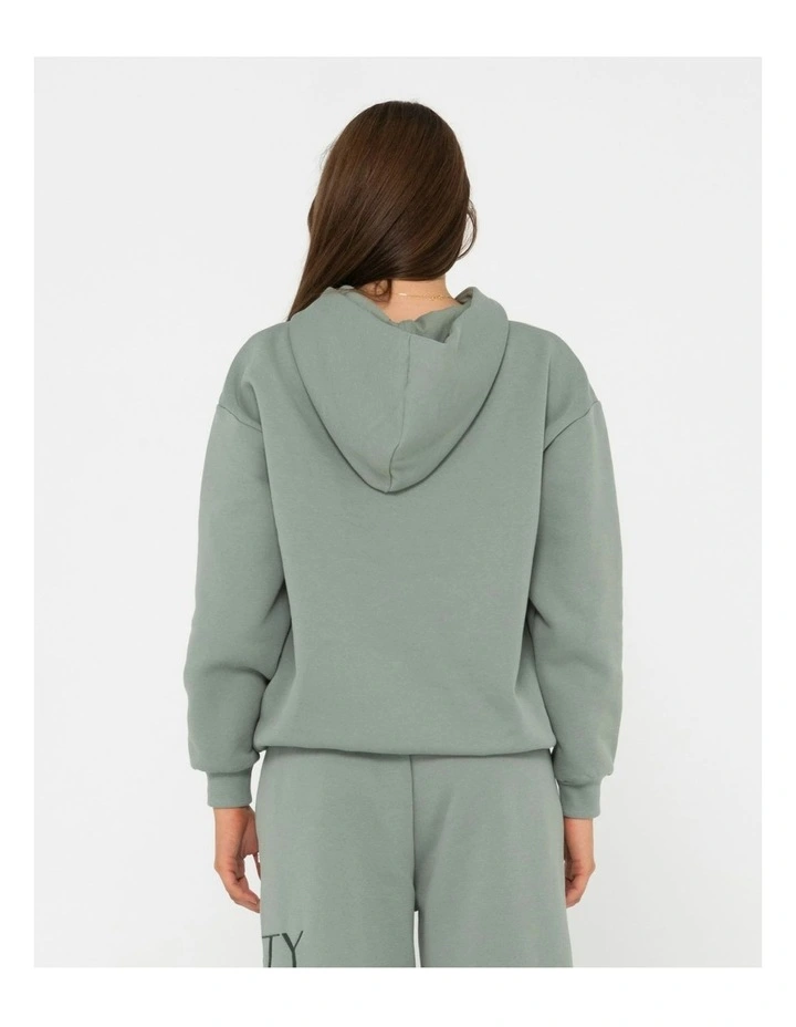 Norty Oversize Hooded Fleece Jumper in Green