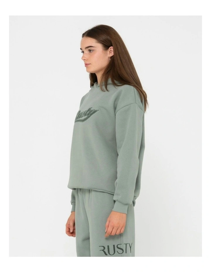 Norty Oversize Hooded Fleece Jumper in Green