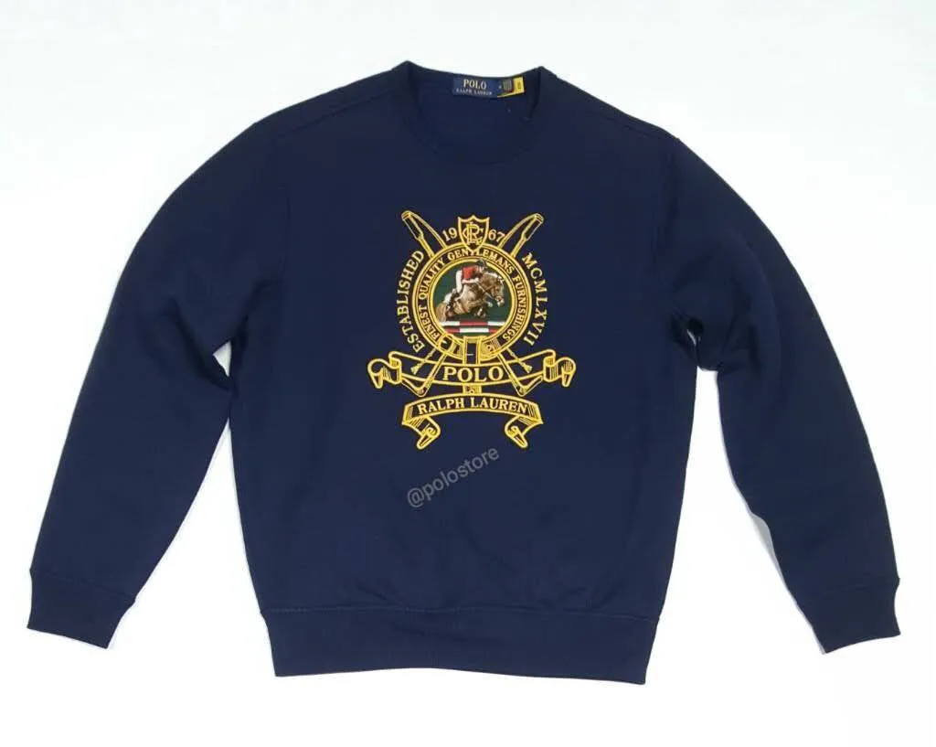 Nwt Polo Ralph Lauren Navy Equestrian Embroidered 1967 Sweatshirt