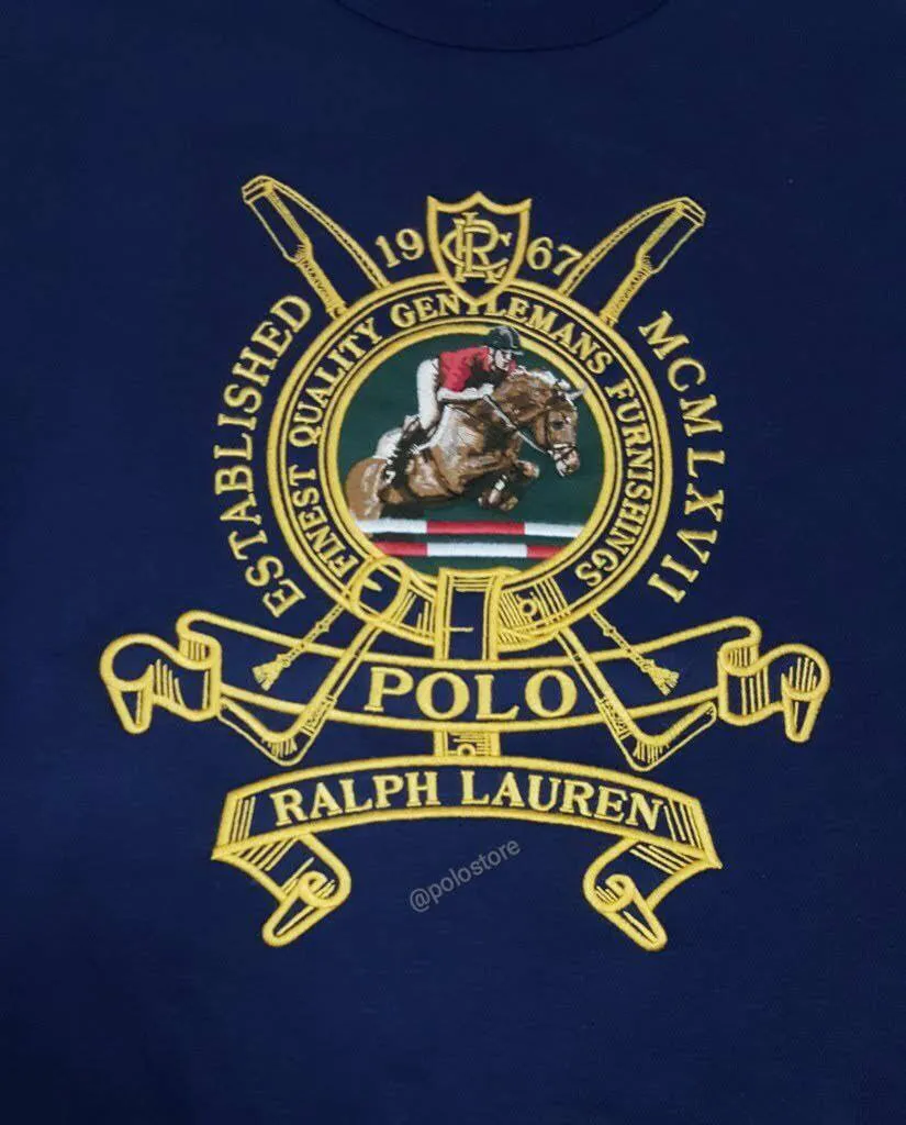 Nwt Polo Ralph Lauren Navy Equestrian Embroidered 1967 Sweatshirt