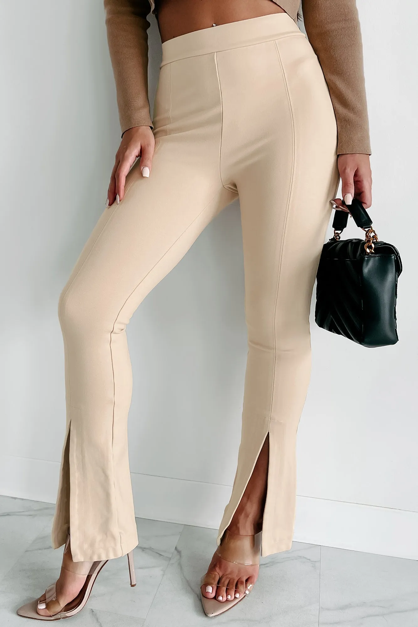 Office Favorite Split Front Leggings (Taupe)