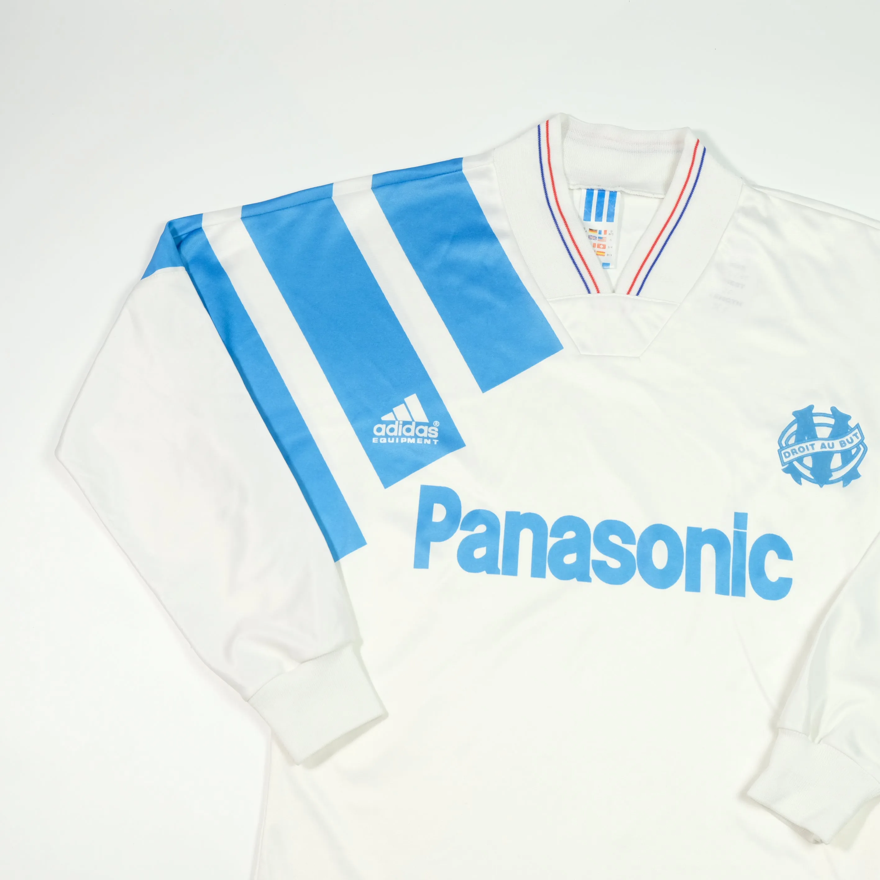 Olympique Marseille 1991/1992 Adidas Equipment Home Football Shirt Small/Medium