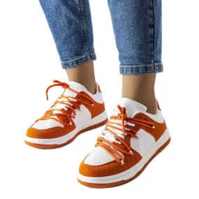 Orange sneakers with combined materials from Hila white