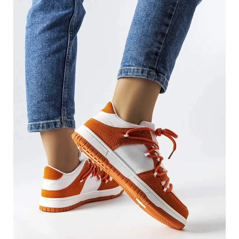 Orange sneakers with combined materials from Hila white