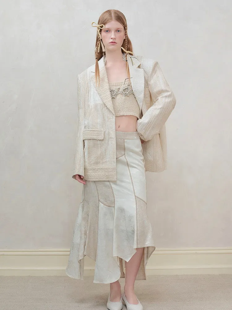 Oversize Patchwork Asymmetry Chic Jacket