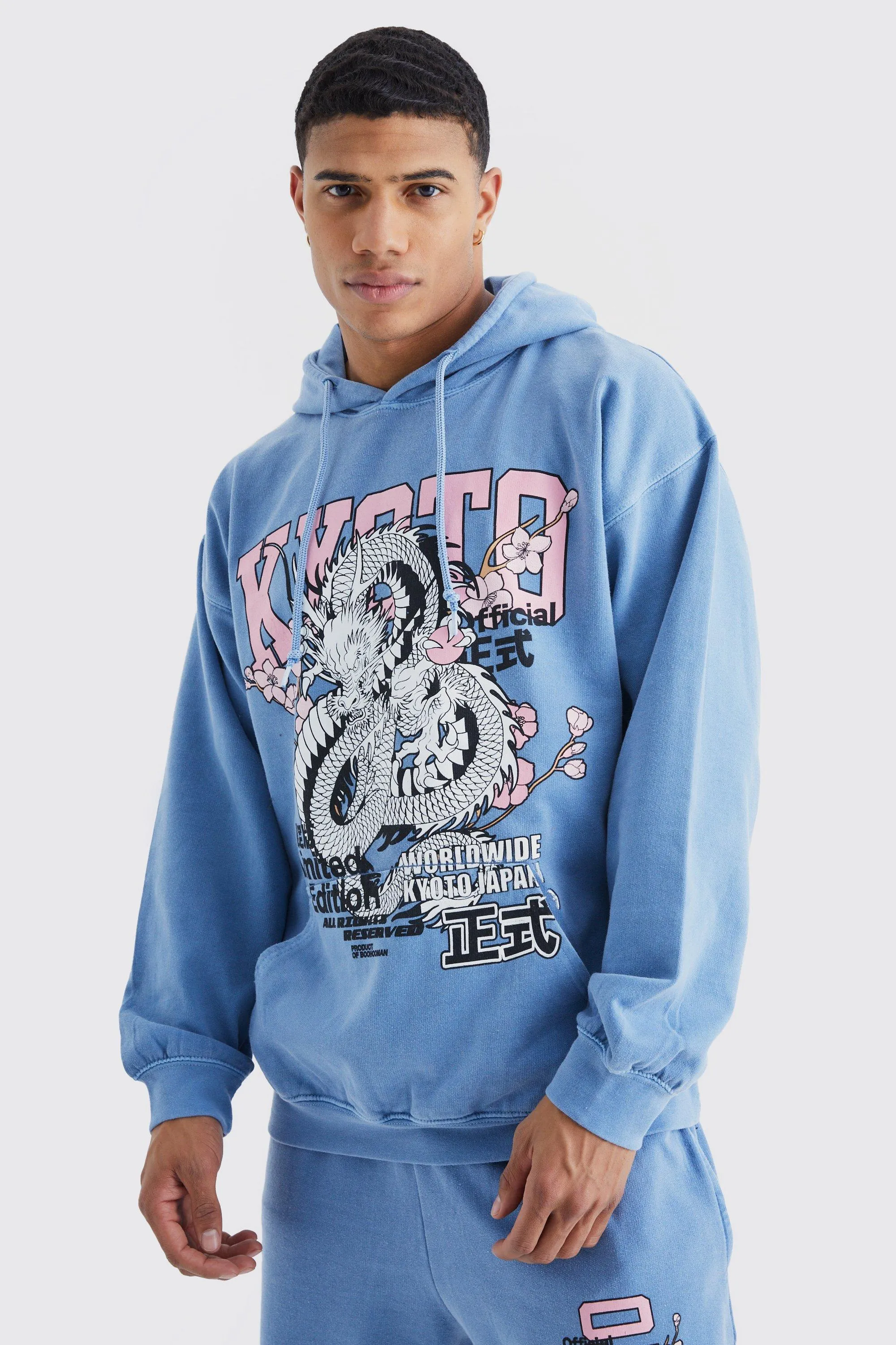 Oversized Blossom Dragon Overdye Hoodie