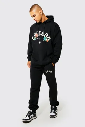 Oversized Chicago Varsity Hooded Tracksuit