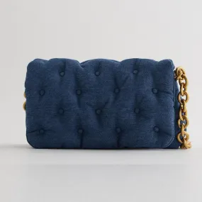 Oversized Denim Quilted Shoulder Bag