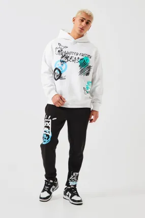 Oversized Graffiti Season Hooded Tracksuit