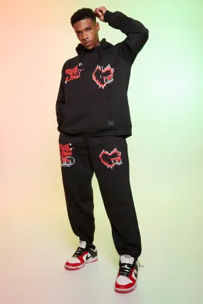 Oversized Heart Graphic Hooded Tracksuit