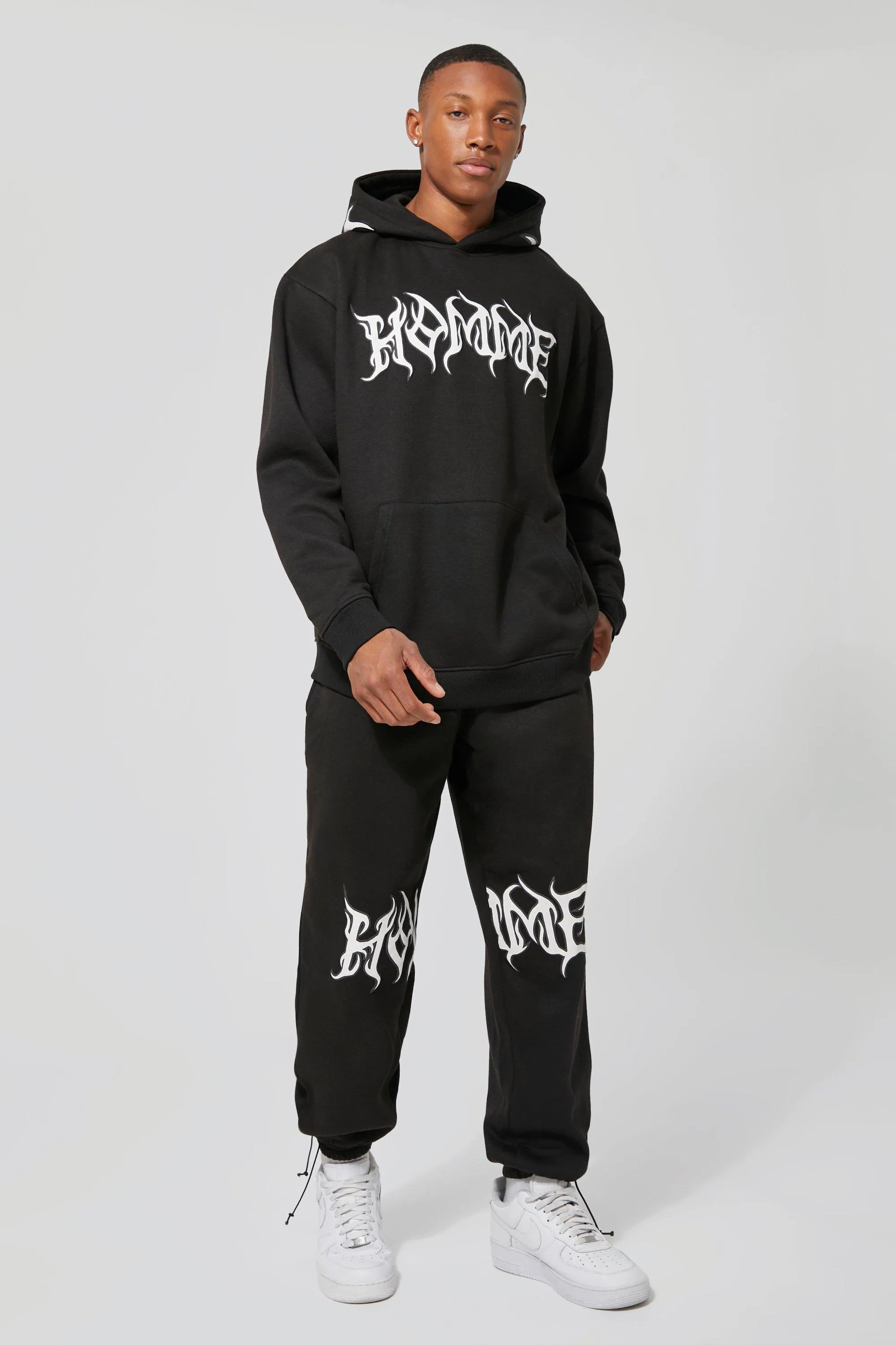 Oversized Homme Graphic Hooded Tracksuit