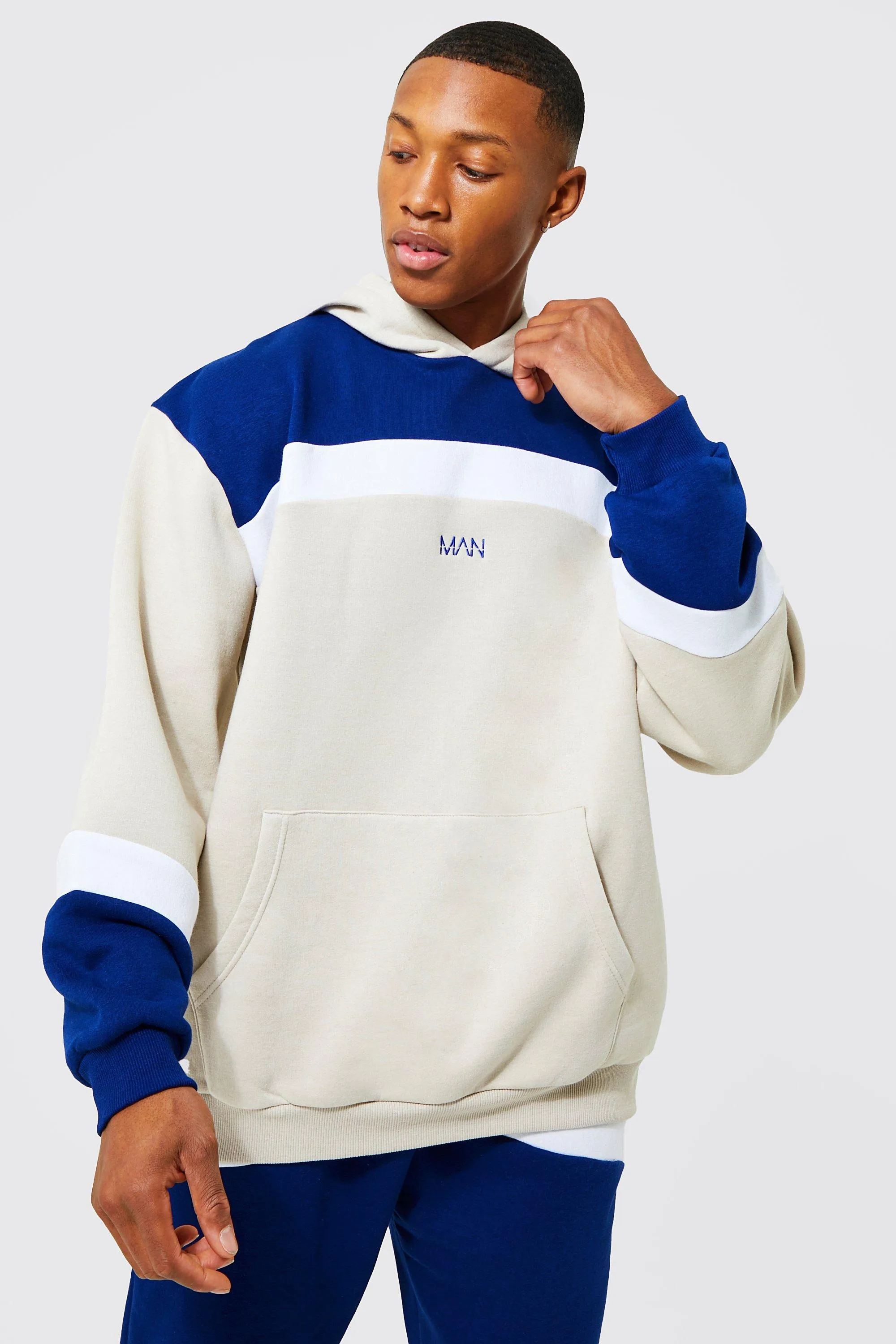 Oversized Man Colour Block Hoodie