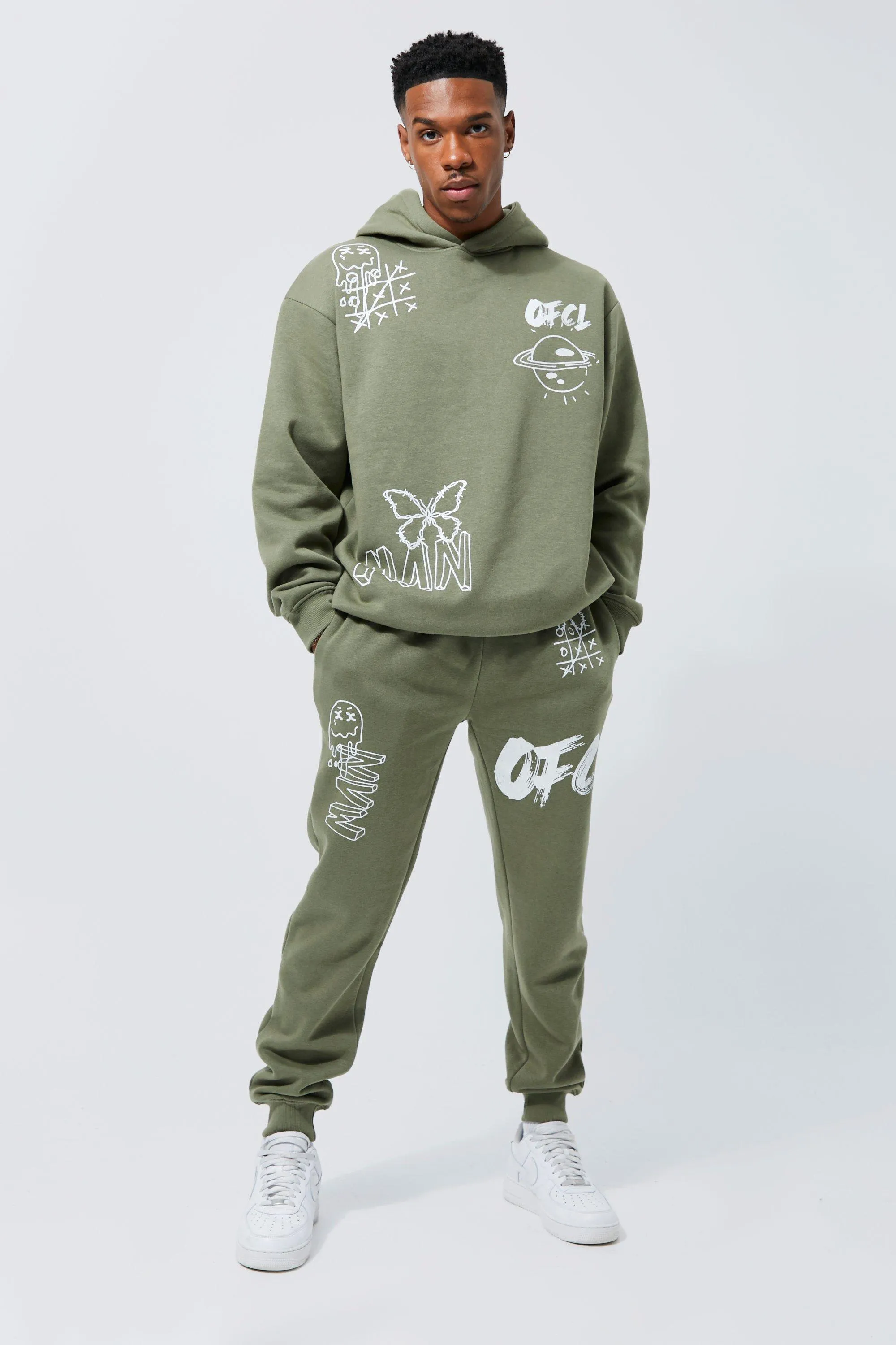 Oversized Ofcl Graffiti Hooded Tracksuit