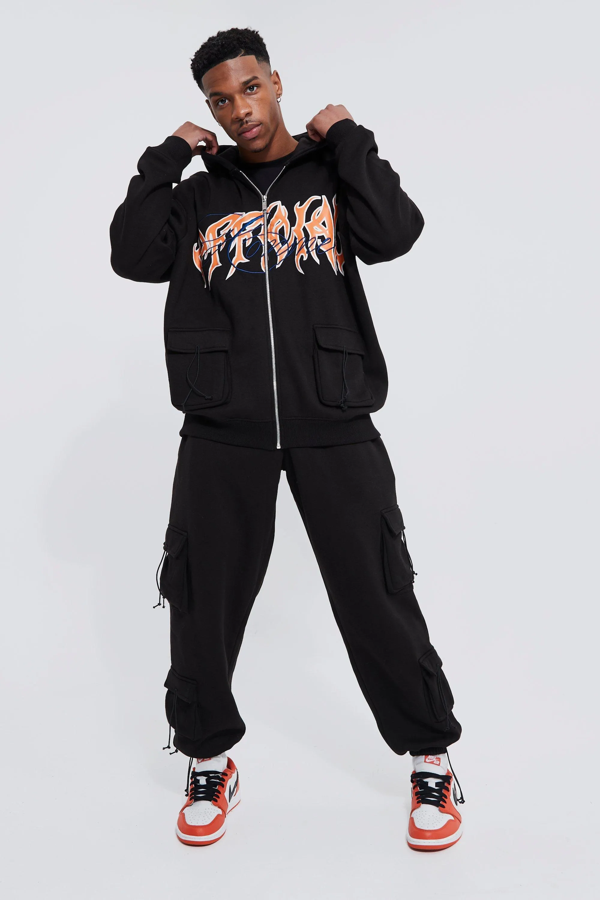 Oversized Official Graphic Zip Through Hooded Tracksuit