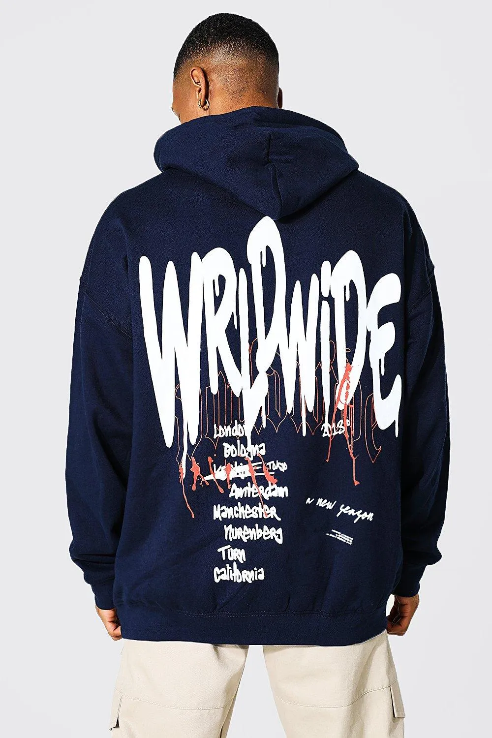 Oversized Worldwide Graffiti Graphic Hoodie