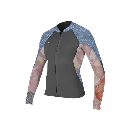 O'Neill Bahia 1mm Womens Full Zip Wetsuit Jacket - Graphite Desert Drift Blue