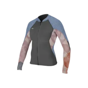 O'Neill Bahia 1mm Womens Full Zip Wetsuit Jacket - Graphite Desert Drift Blue